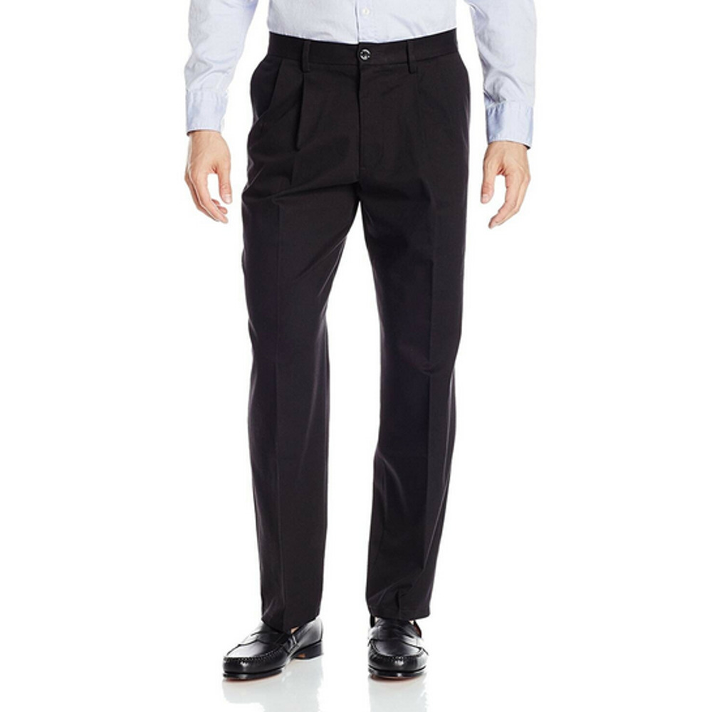 Dockers Men Signature Khaki Casual Classic Fit Stretch Black Size 42X32